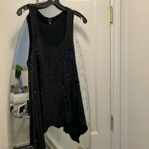 bebe Black Sequin Tunic Top